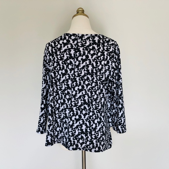 Pullover Stretch Pullover Petite XL Black White V Neck COLDWATER CREEK - Picture 7 of 10